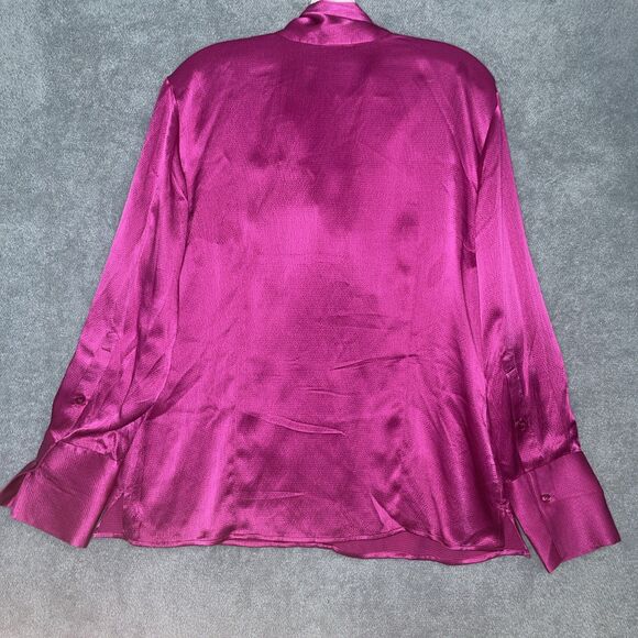 Chico's Shirt Womens Large Pink 100% Silk Blouse Button Up Classy Polished Chic - Picture 12 of 13